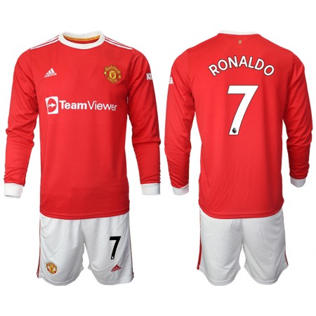 Koszulka Manchester United Cristiano Ronaldo 7 Dziecięca Główna 2021/22 Koszulki Piłkarskie(L/S)